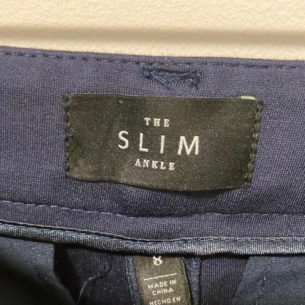 White House Black Market dark navy comfort trouser in slim ankle